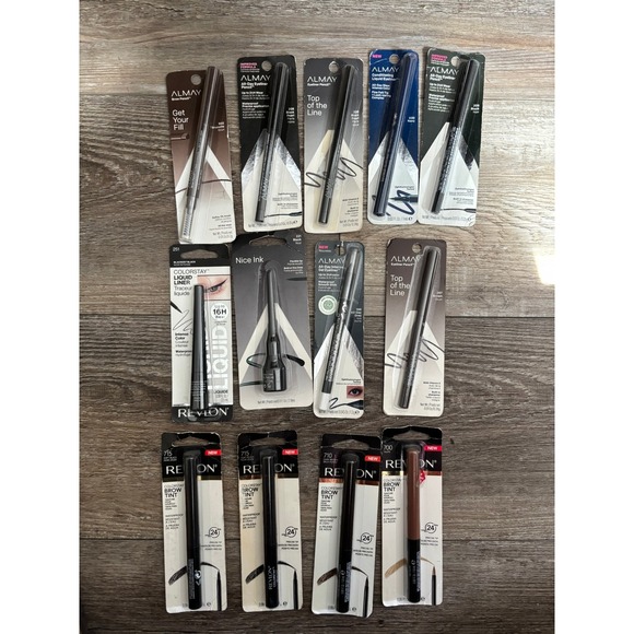Almay Revlon Eyeliner Brow Tint Lot Black Brown Gray Blue Liquid Pencil X13 - Picture 1 of 3